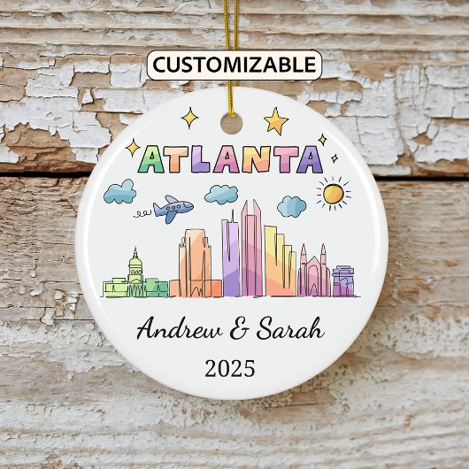 Personalisierte Skyline Atlanta Ornament, Georgien Keramik Ornament