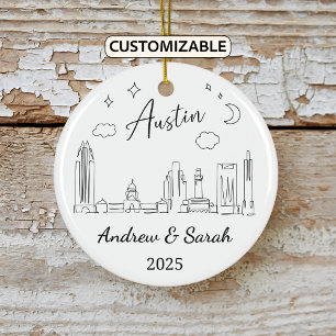 Personalisierte Skyline Austin Ornament, Texas Keramik Ornament