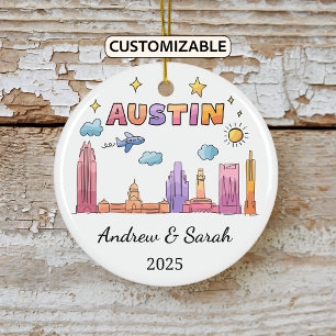 Personalisierte Skyline Austin Ornament, Texas Keramik Ornament
