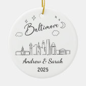 Personalisierte Skyline Baltimore Ornament, Maryla Keramik Ornament (Vorne)