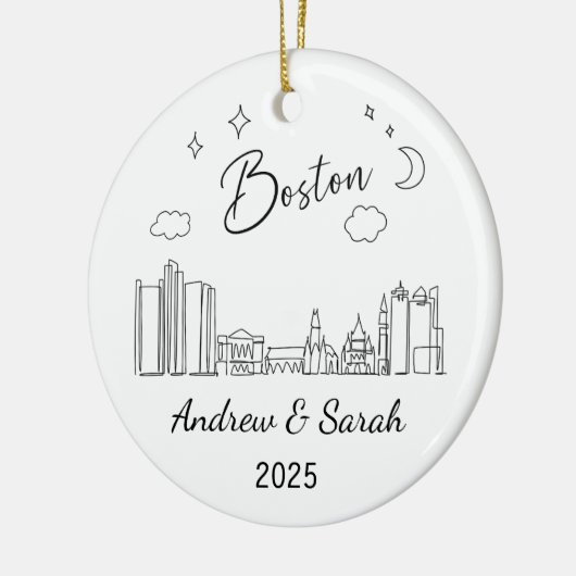 Personalisierte Skyline Boston Ornament Massachuse (Links)