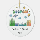Personalisierte Skyline Boston Ornament Massachuse (Links)