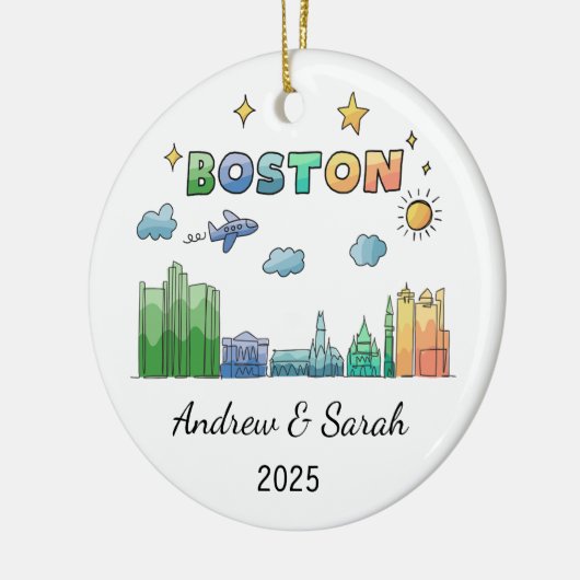 Personalisierte Skyline Boston Ornament Massachuse (Links)