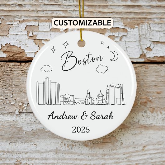 Personalisierte Skyline Boston Ornament Massachuse