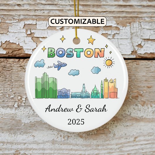 Personalisierte Skyline Boston Ornament Massachuse