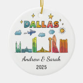 Personalisierte Skyline Dallas Ornament, Texas Keramik Ornament (Vorne)