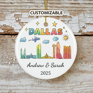 Personalisierte Skyline Dallas Ornament, Texas Keramik Ornament
