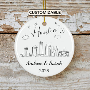 Personalisierte Skyline Houston Ornament, Texas Keramik Ornament