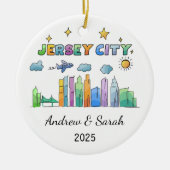 Personalisierte Skyline Jersey City, New Jersey Keramik Ornament (Vorne)