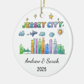 Personalisierte Skyline Jersey City, New Jersey Keramik Ornament (Links)