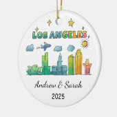 Personalisierte Skyline Los Angeles, Kalifornien Keramik Ornament (Links)