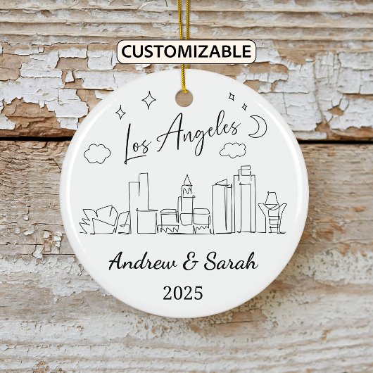 Personalisierte Skyline Los Angeles, Kalifornien Keramik Ornament