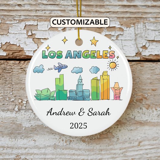 Personalisierte Skyline Los Angeles, Kalifornien Keramik Ornament