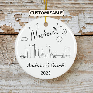 Personalisierte Skyline Nashville Ornament, Tennes Keramik Ornament