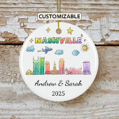 Personalisierte Skyline Nashville Ornament, Tennes Keramik Ornament