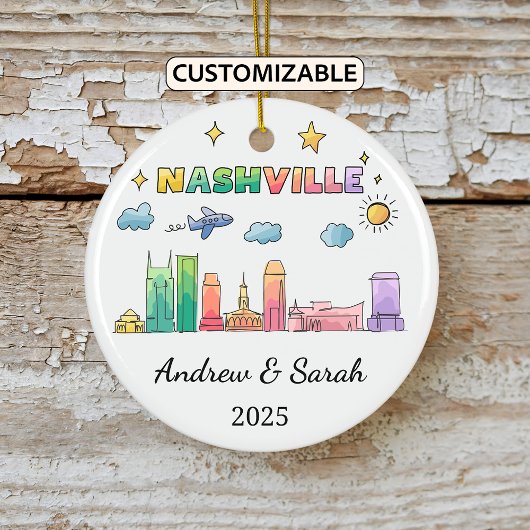 Personalisierte Skyline Nashville Ornament, Tennes Keramik Ornament