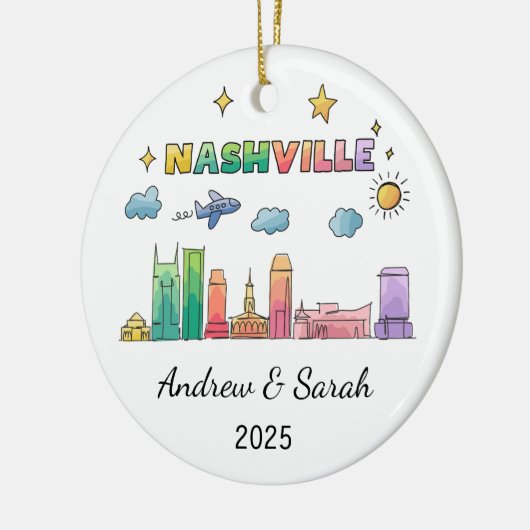 Personalisierte Skyline Nashville Ornament, Tennes Keramik Ornament (Links)