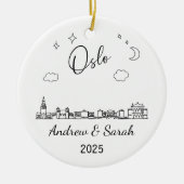Personalisierte Skyline Oslo Ornament, Norwegen Keramik Ornament (Vorne)