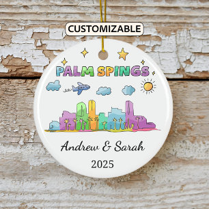 Personalisierte Skyline Palm Springs, Kalifornien Keramik Ornament