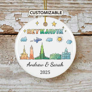 Personalisierte Skyline Reykjavik Ornament, Island Keramik Ornament