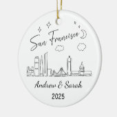 Personalisierte Skyline San Francisco, Kalifornien Keramik Ornament (Links)