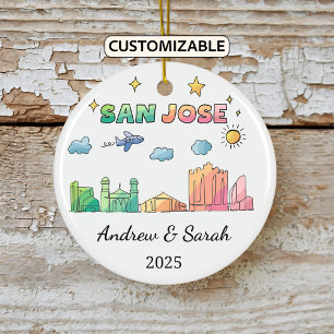 Personalisierte Skyline San Jose Ornament, Kalifor Keramik Ornament