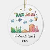 Personalisierte Skyline San Jose Ornament, Kalifor Keramik Ornament (Links)