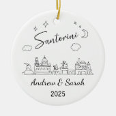 Personalisierte Skyline Santorini Ornament, Griech Keramik Ornament (Vorne)