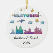 Personalisierte Skyline Santorini Ornament, Griech Keramik Ornament (Vorne)