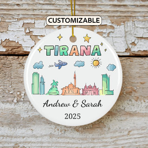 Personalisierte Skyline Tirana Ornament, Albanien Keramik Ornament