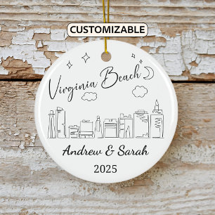 Personalisierte Skyline Virginia Beach, Virginia Keramik Ornament