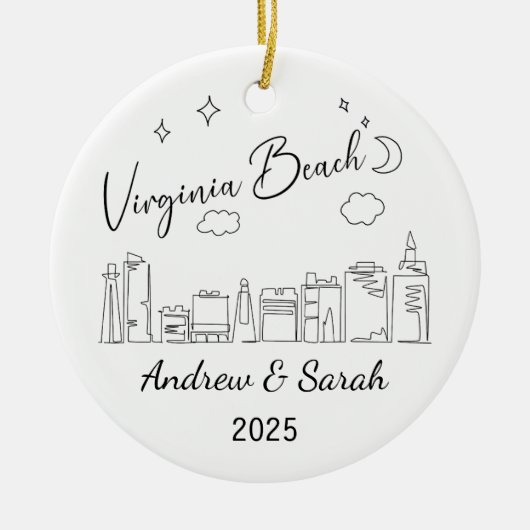 Personalisierte Skyline Virginia Beach, Virginia Keramik Ornament (Vorne)