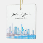 Personalisierte Skyline von Chicago im Winter Keramikornament (Links)
