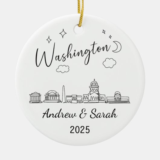 Personalisierte Skyline Washington Ornament (Vorne)