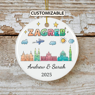 Personalisierte Skyline Zagreb Ornament, Kroatien Keramik Ornament