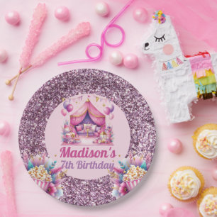 Personalisierte Sleepover Girl Geburtstag Pink Lil Pappteller