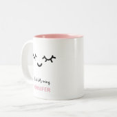 Personalisierte Sleepy Eye Lashes Rosa und Schwarz Zweifarbige Tasse (Vorderseite Links)