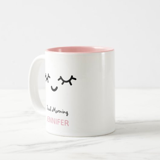 Personalisierte Sleepy Eye Lashes Rosa und Schwarz Zweifarbige Tasse (Vorderseite Links)