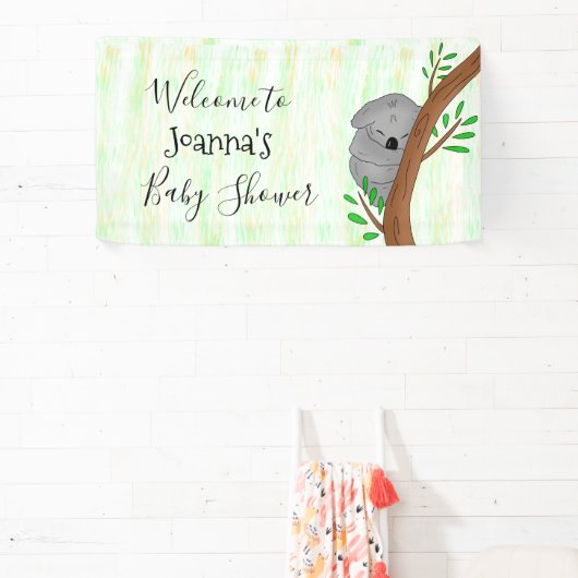 Personalisierte Sleepy Koala Bärendusche Banner (InSitu)