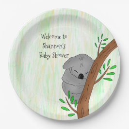 Personalisierte Sleepy Koala Bear Themed Baby Dusc Pappteller