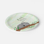 Personalisierte Sleepy Koala Bear Themed Baby Dusc Pappteller (Schrägansicht)