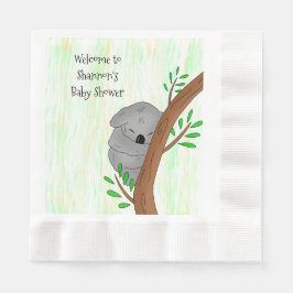 Personalisierte Sleepy Koala Bear Themed Baby Dusc Serviette