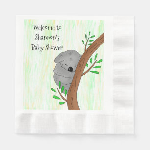 Personalisierte Sleepy Koala Bear Themed Baby Dusc Serviette