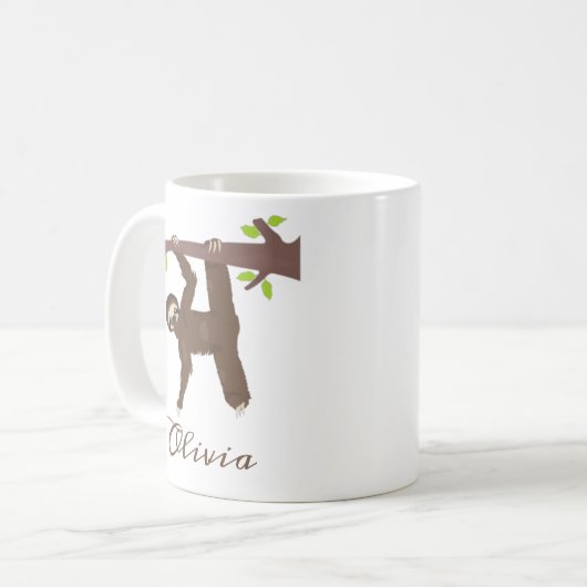 Personalisierte Sloth Coffee Tasse Sloth Geschenke (Vorderseite Links)