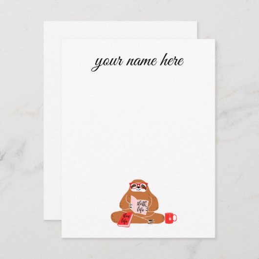 Personalisierte Sloth-Notecards Mitteilungskarte (Vorne/Hinten)