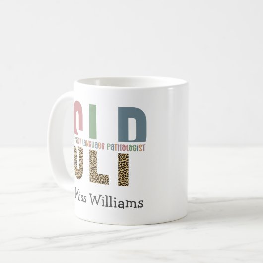 Personalisierte SLP-Sprachpathologin Kaffeetasse (Vorderseite Links)