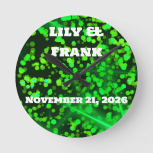 Personalisierte Smaragdgrüne Hochzeitswanduhr Runde Wanduhr