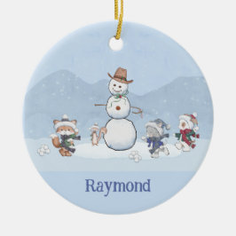 Personalisierte Snowball-Kämpfe Custom Snowman Ani Keramik Ornament