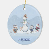 Personalisierte Snowball-Kämpfe Custom Snowman Ani Keramik Ornament (Links)
