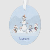 Personalisierte Snowball-Kämpfe Custom Snowman Ani Ornament (Vorderseite)